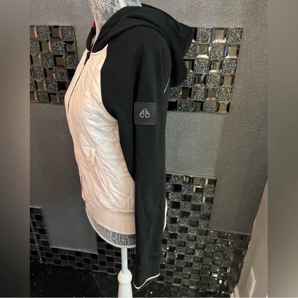 Moose Knuckles Hybrid Black and Light Pink Bomber Jacket - Picture 3 of 6